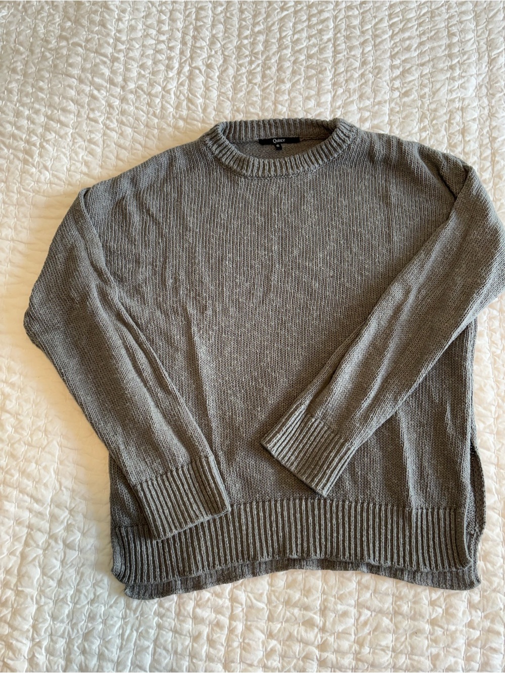 Quince Cotton Linen Oversized Crewneck Sweater - Dusty Blue - S
